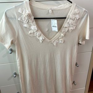 J Crew embellished tee, beige, size SMALL, NWT